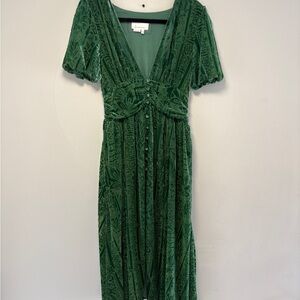 Anthropologie Forest Green Midi Dress